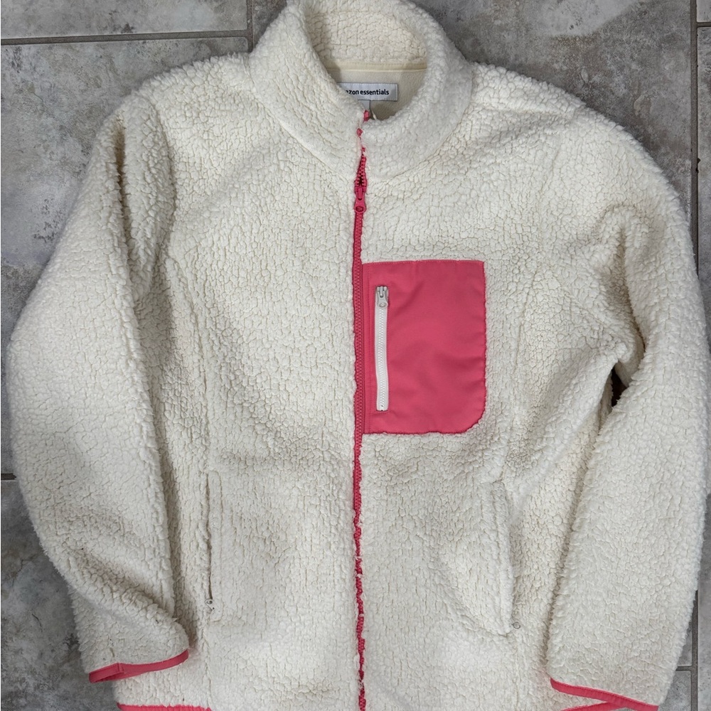 Amazon Essentials Cream and Pink Utility Jacket